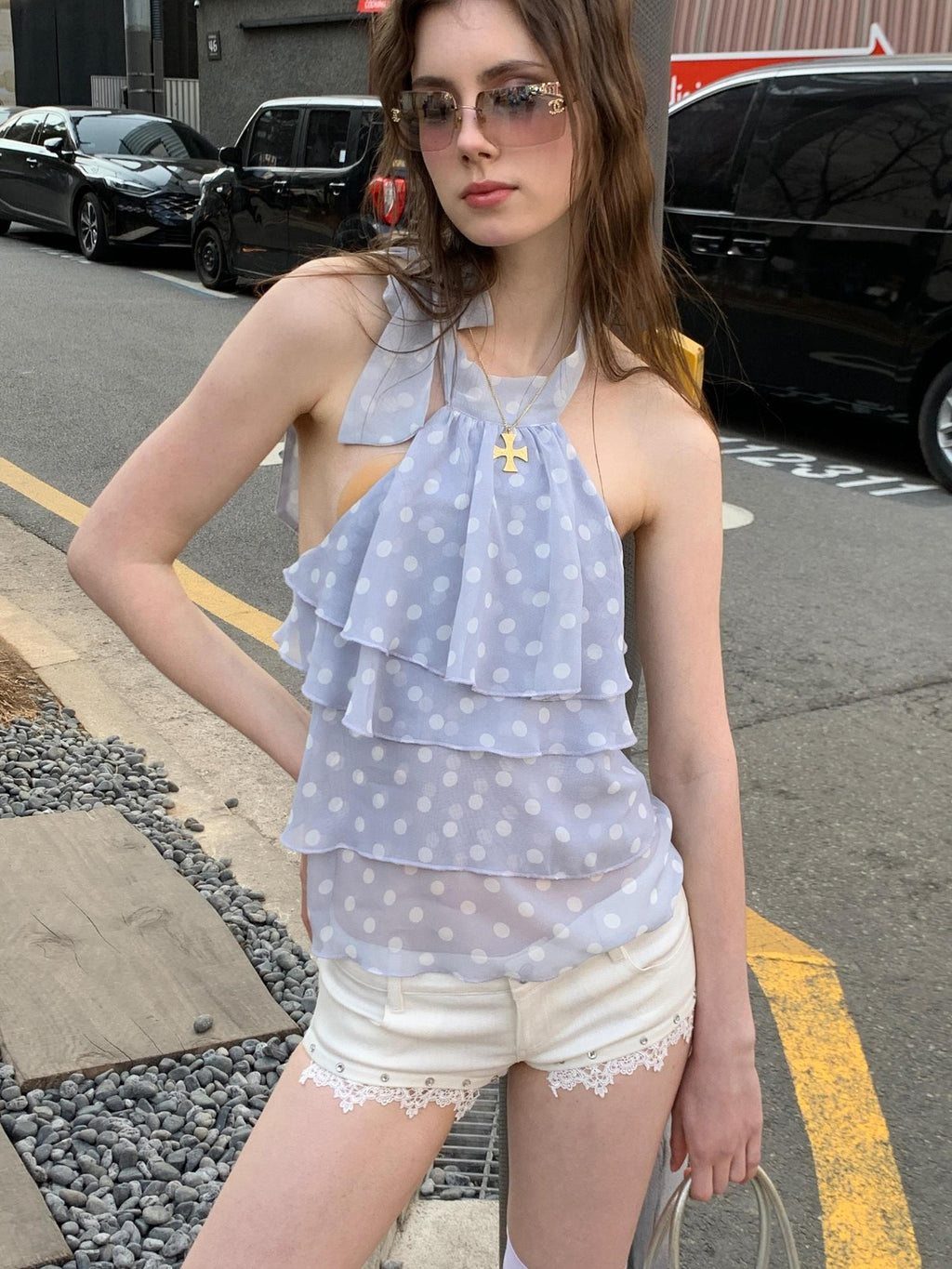 UNIVERSE All White Lace Rhinestone Slim Fit Vintage Women's Cotton Hot Pants