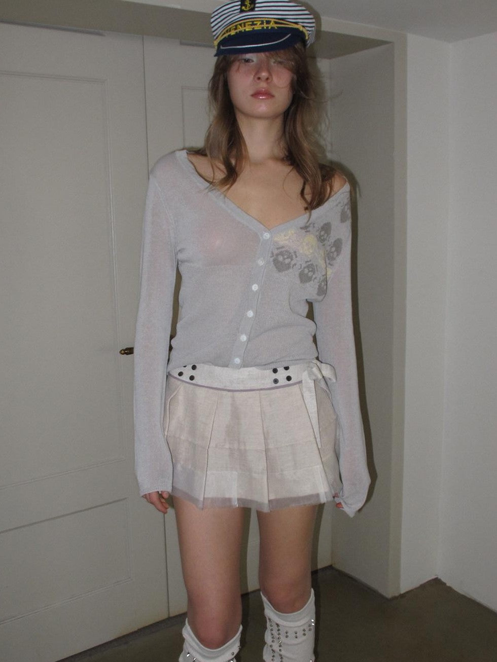 UNIVERSE Ballet Layered Tulle Splice Pleated Waist Women's Linen Cotton Mini Skirts