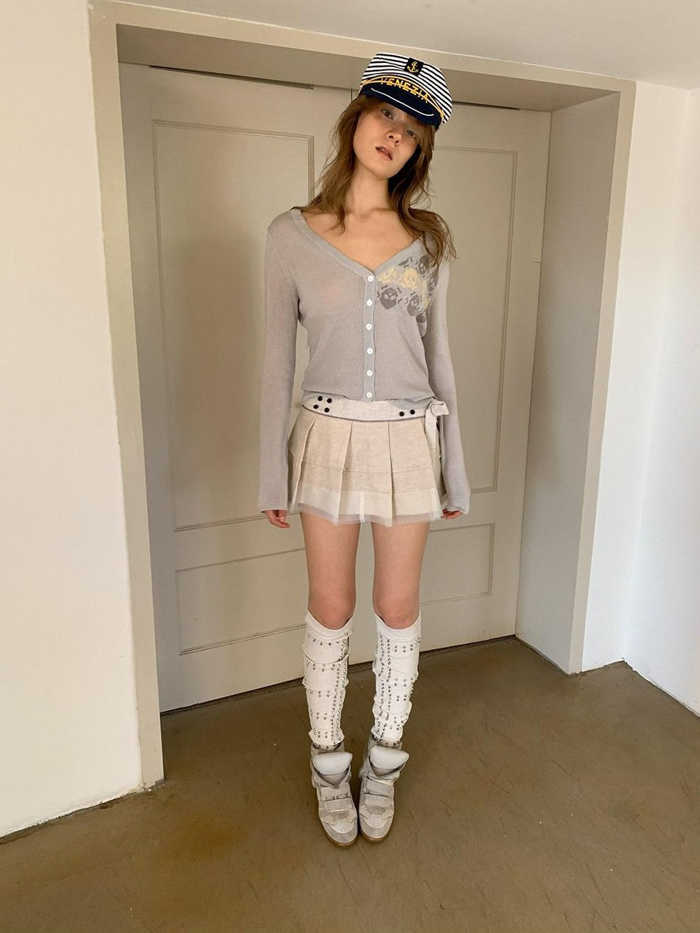 UNIVERSE Ballet Layered Tulle Splice Pleated Waist Women's Linen Cotton Mini Skirts