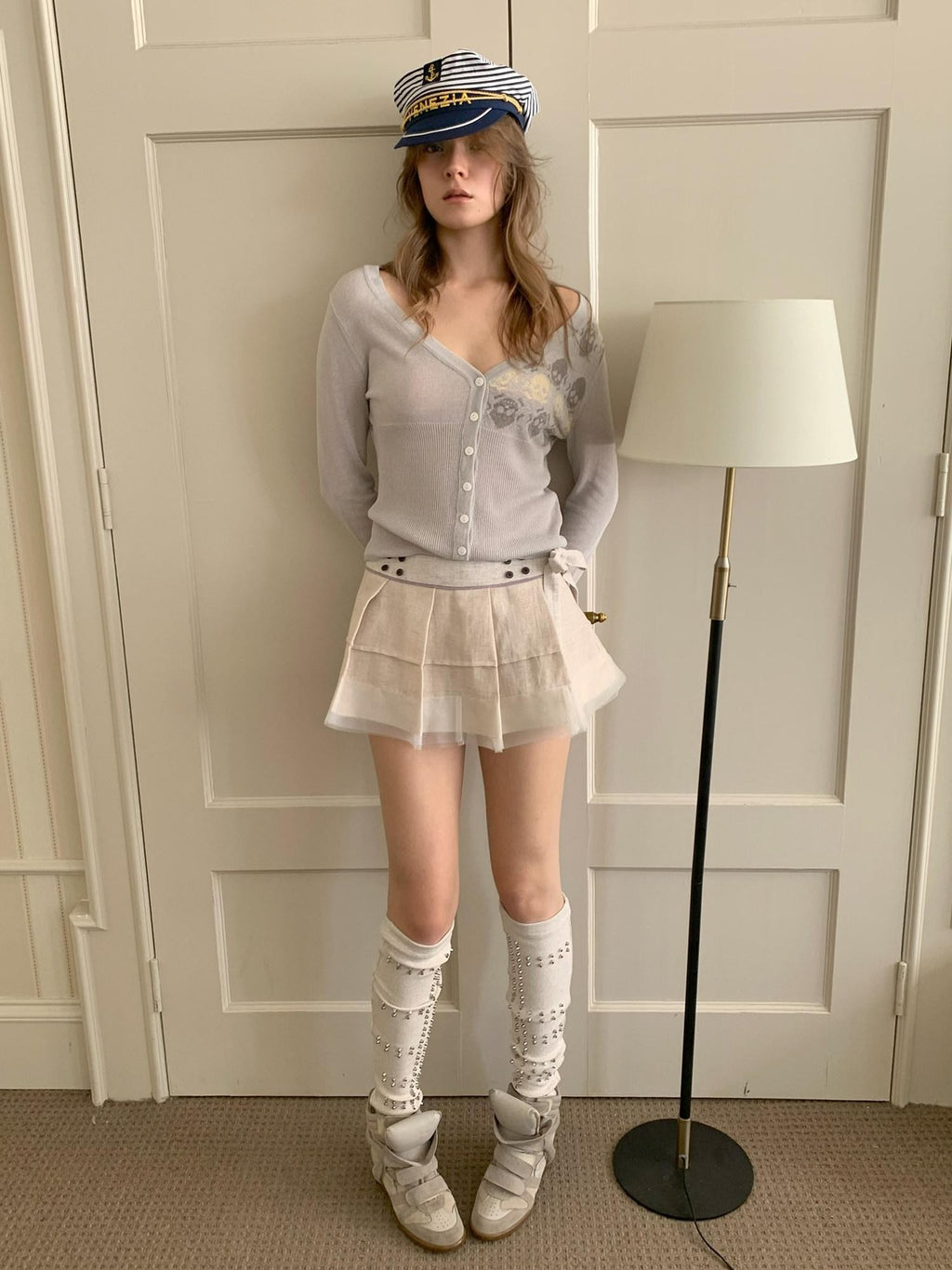 UNIVERSE Ballet Layered Tulle Splice Pleated Waist Women's Linen Cotton Mini Skirts