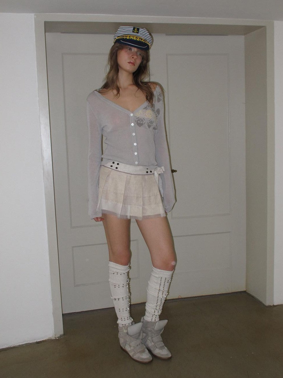 UNIVERSE Ballet Layered Tulle Splice Pleated Waist Women's Linen Cotton Mini Skirts