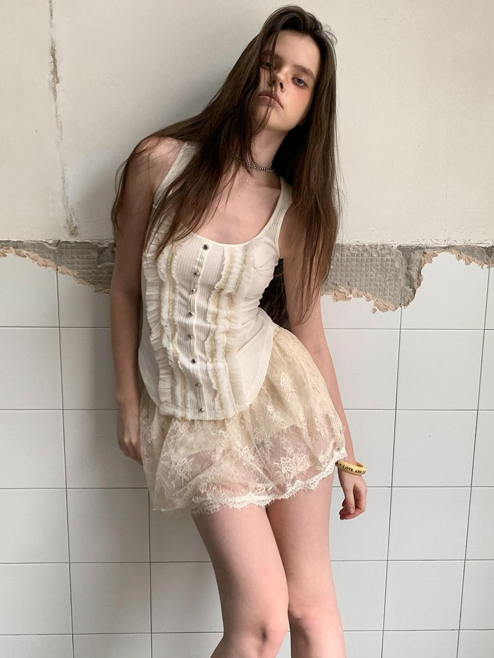 UNIVERSE Ballet Sheer Jacquard Lace Victorian Women's Polyester Skorts