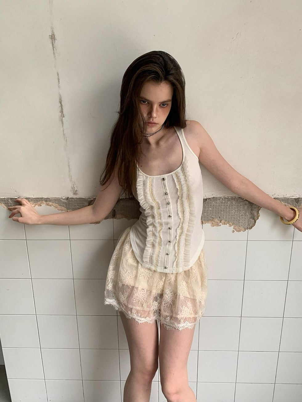 UNIVERSE Ballet Sheer Jacquard Lace Victorian Women's Polyester Skorts