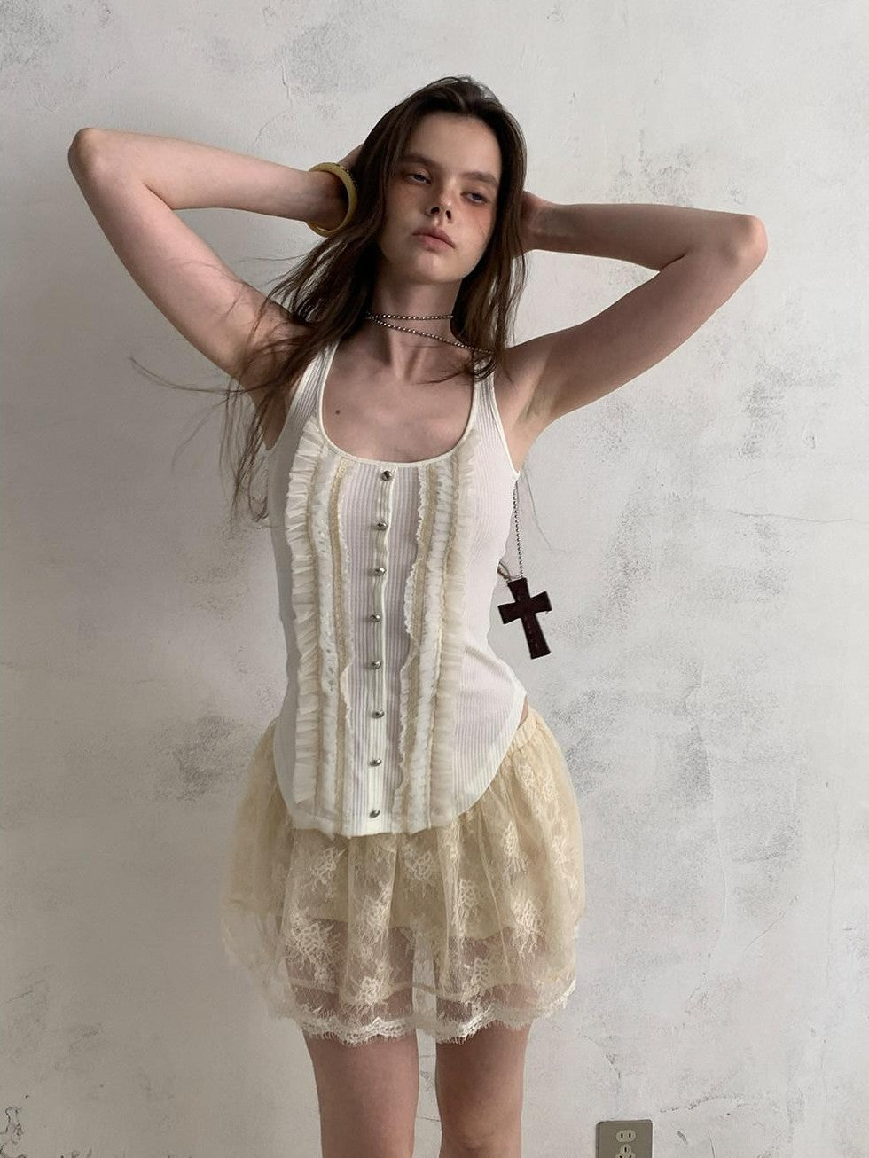 UNIVERSE Ballet Sheer Jacquard Lace Victorian Women's Polyester Skorts