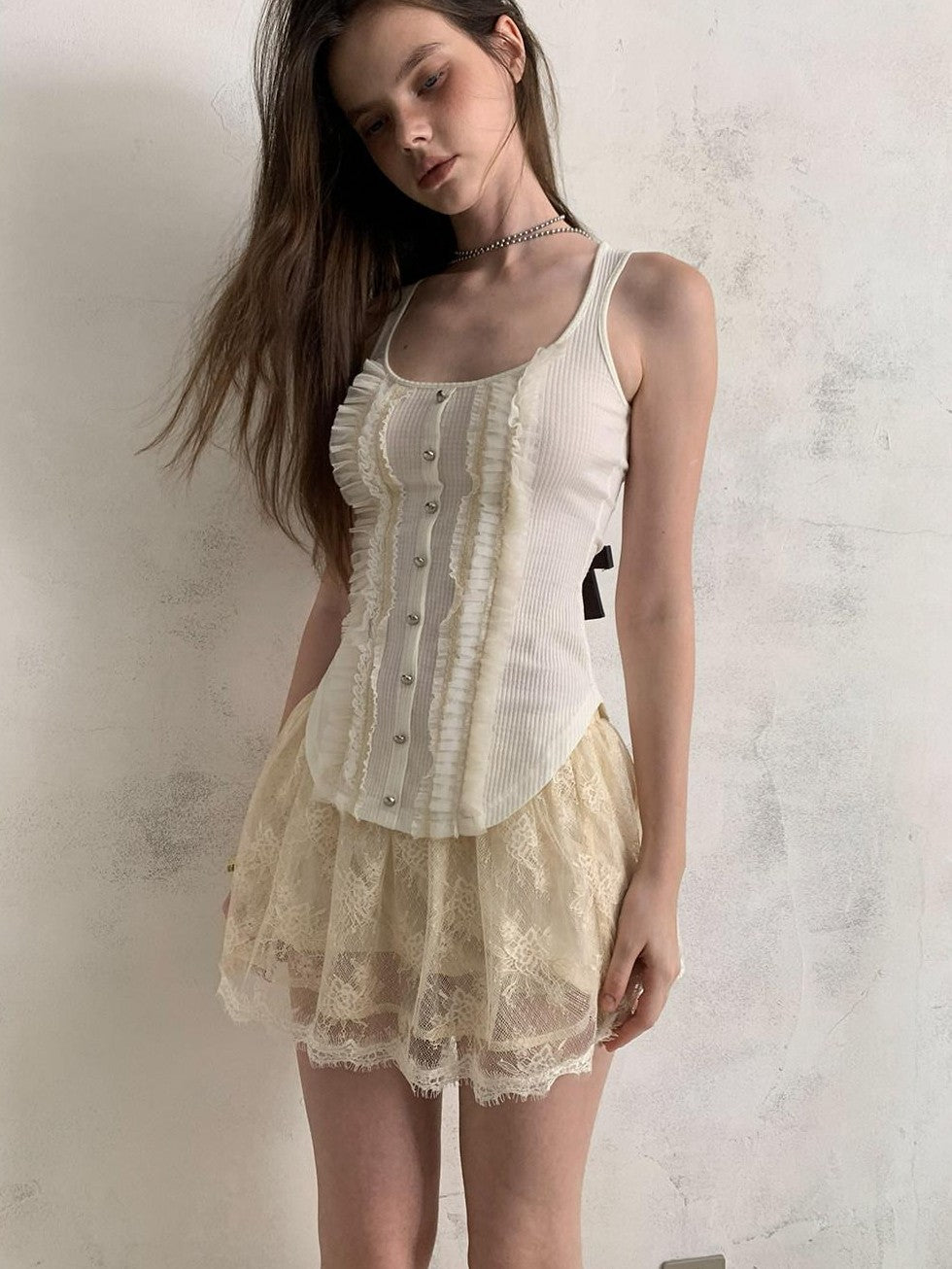 UNIVERSE Ballet Sheer Jacquard Lace Victorian Women's Polyester Skorts