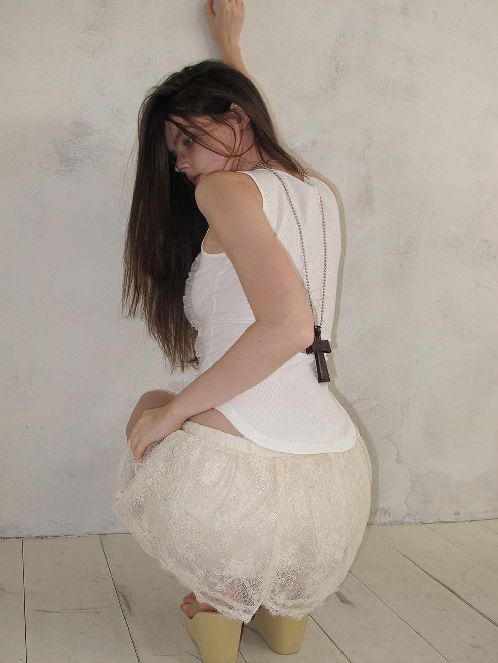 UNIVERSE Ballet Sheer Jacquard Lace Victorian Women's Polyester Skorts