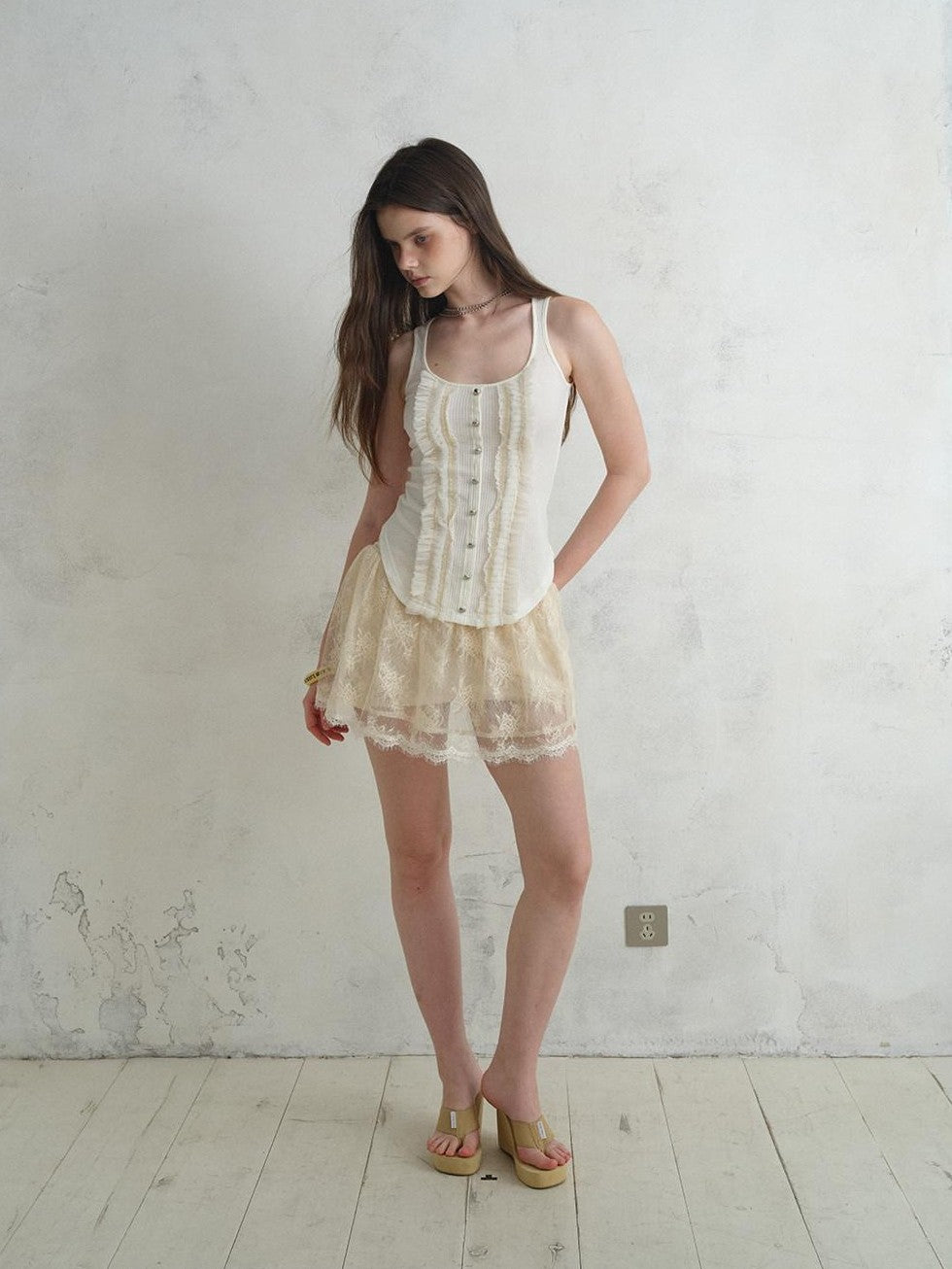 UNIVERSE Ballet Sheer Jacquard Lace Victorian Women's Polyester Skorts