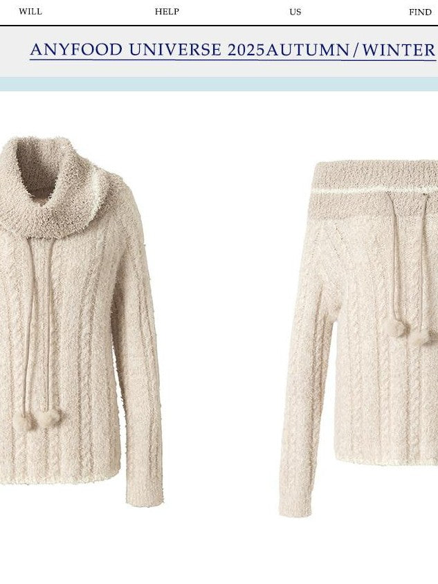 UNIVERSE Beige Vintage Boatneck Women's Cotton Knit Off-shoulder Sweaters