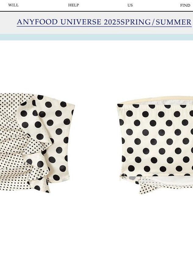 UNIVERSE Black White Polka Dot Bow Short Slim Fit Women's Polyester Tube Tops