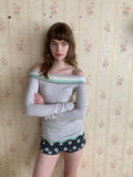 UNIVERSE Colorblock One Shoulder Slim Fit Women's Cotton Blend Long Sleeve T-shirts