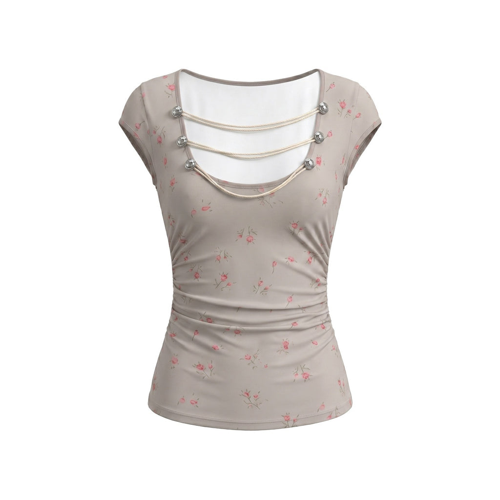 UNIVERSE_Court_U_Neck_Floral_Tie_Waist_Slim_Cropped_Women's_Lyocell_Short_Sleeve_T-shirts_1054975804821_MISSTT