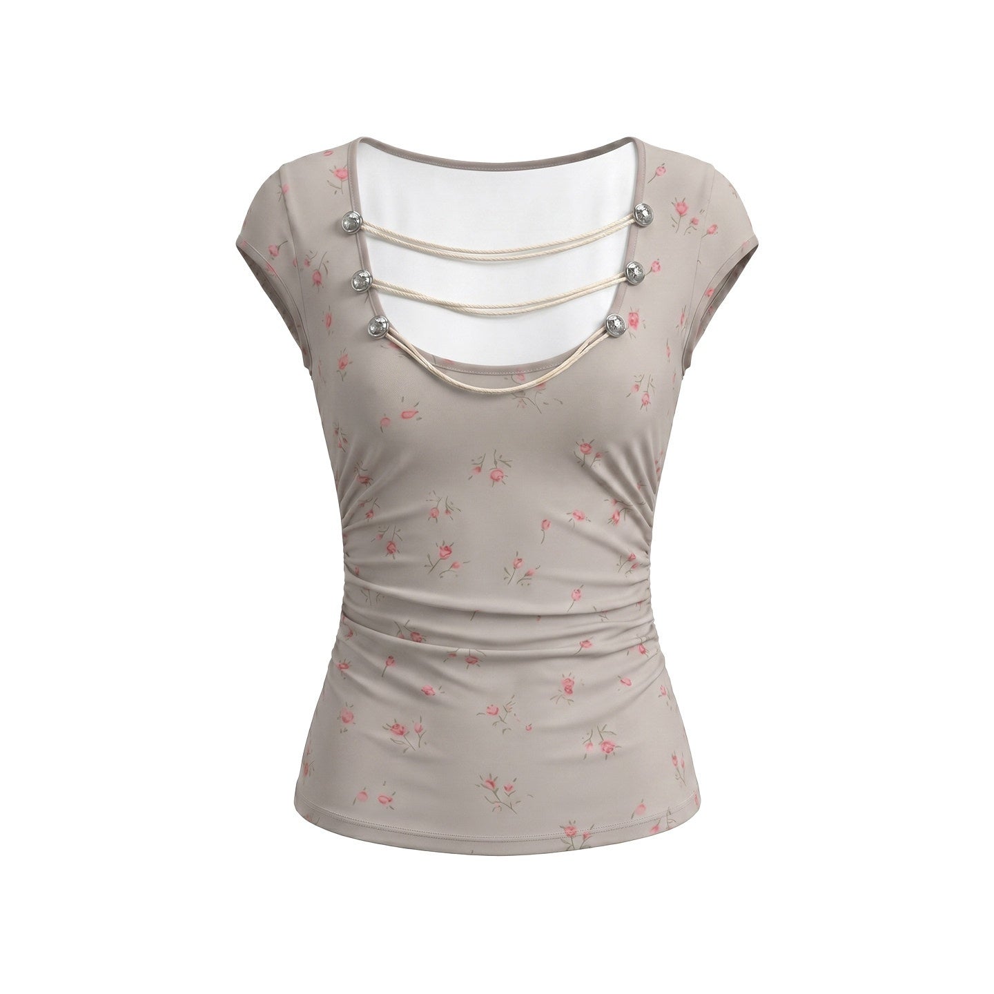 UNIVERSE_Court_U_Neck_Floral_Tie_Waist_Slim_Cropped_Women's_Lyocell_Short_Sleeve_T-shirts_1054975804821_MISSTT