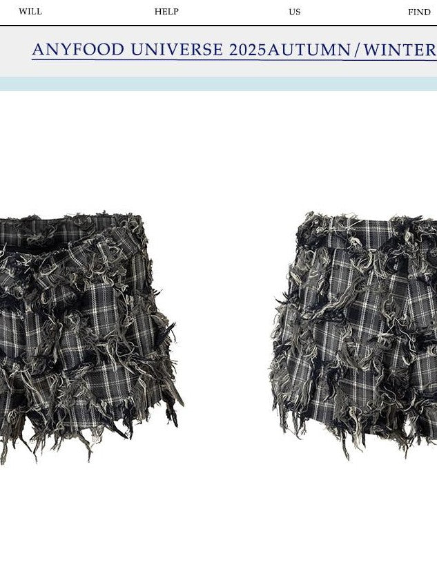 UNIVERSE Distressed Vintage Blue Plaid Low Waist Slim Women's Cotton Blend Hot Pants
