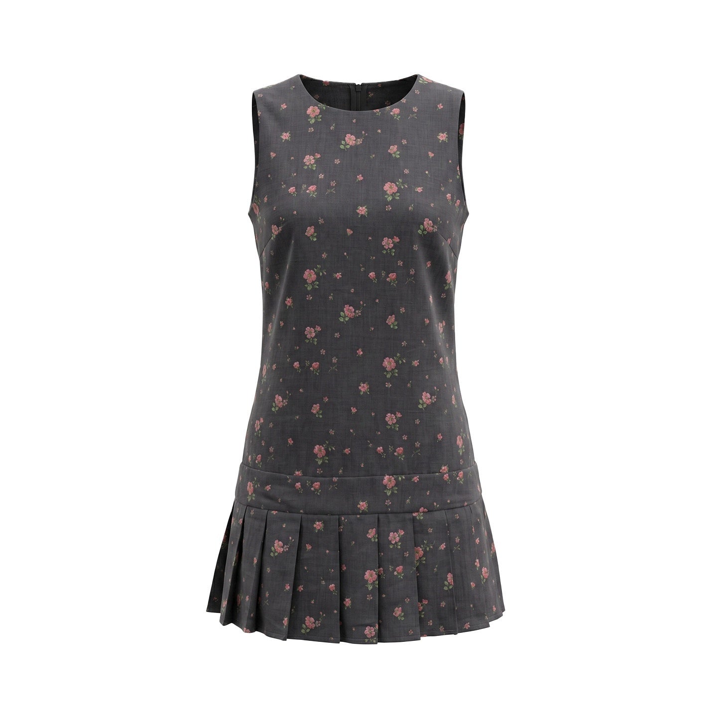 UNIVERSE_Eden_Rose_Pleated_Floral_Round_Neck_Sleeveless_Women's_Ramie_Casual_Mini_Dresses_1052315883147_MISSTT