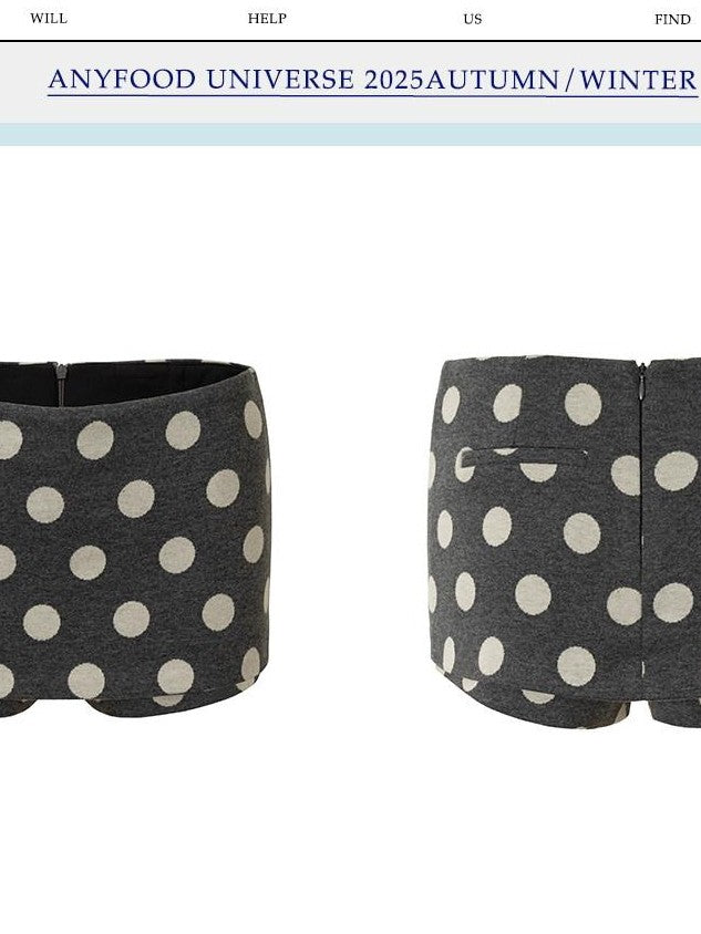 UNIVERSE Gray Polka Dot Lace A Line Vintage Slim Low Waist Women's Polyester Skorts