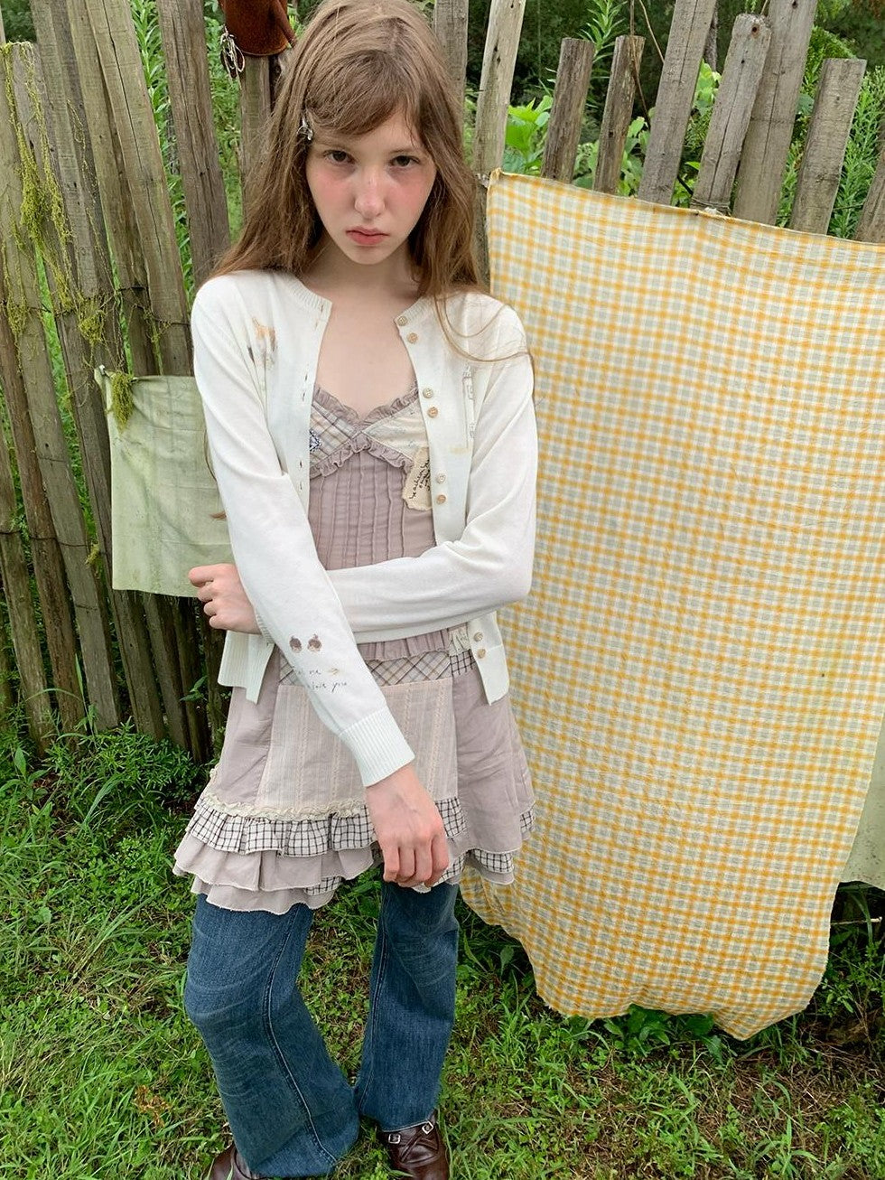UNIVERSE Hand Drawn Cartoon Print Wool Blend Women's Cardigans