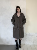 UNIVERSE Hooded Vintage London Inspired Patchwork Textured Wool Women's Long Coats