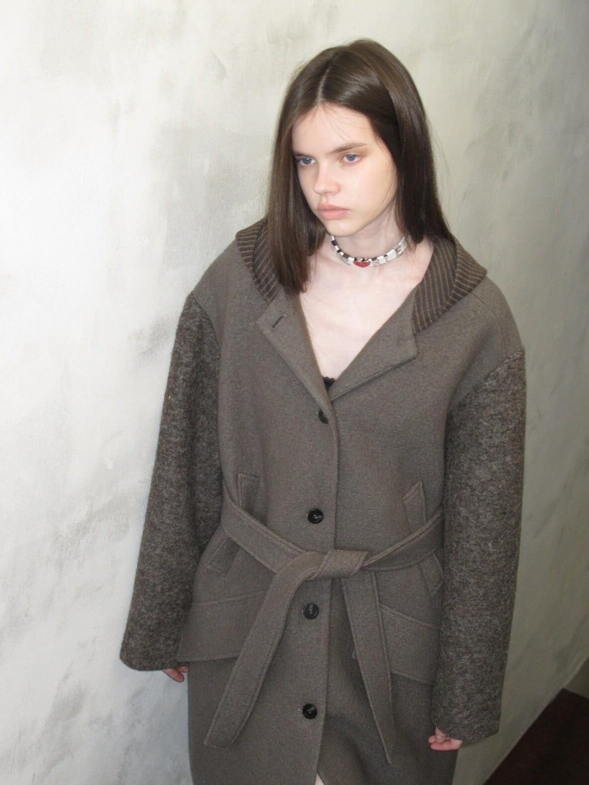 UNIVERSE Hooded Vintage London Inspired Patchwork Textured Wool Women's Long Coats