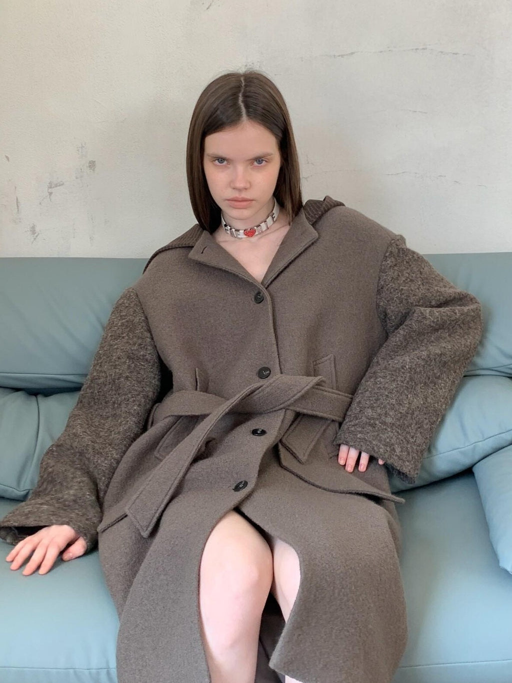 UNIVERSE Hooded Vintage London Inspired Patchwork Textured Wool Women's Long Coats