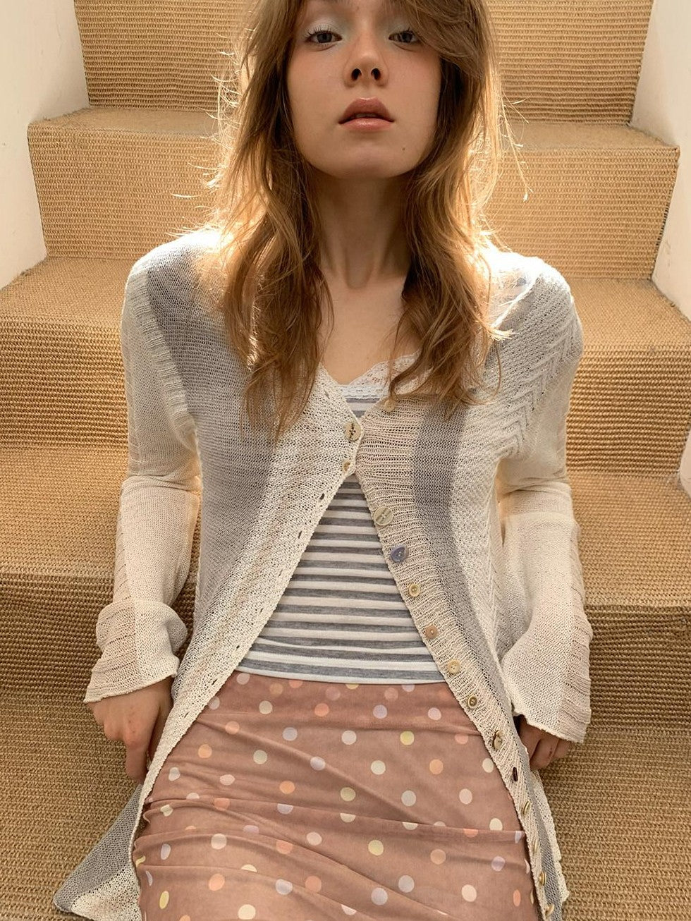 UNIVERSE Ivory Breathable Knit Hand Crochet Openwork Women's Viscose Cardigans