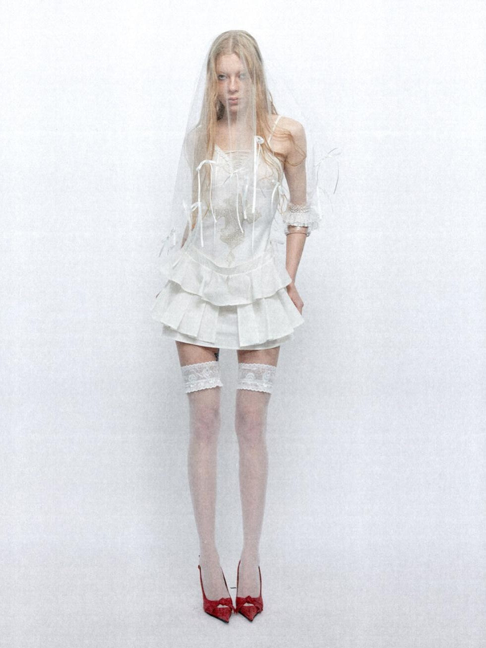 UNIVERSE Lace French Vintage Ballet Cross Ribbon Women's Cotton Slip Mini Dresses