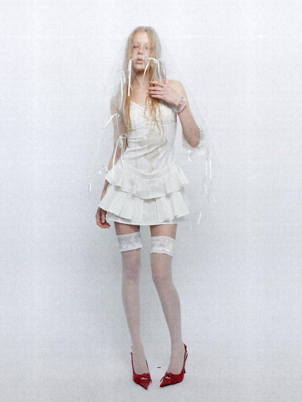 UNIVERSE Lace French Vintage Ballet Cross Ribbon Women's Cotton Slip Mini Dresses