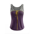 UNIVERSE_Lavender_Gray_Polka_Dot_Colorblock_Drawstring_Open_Back_Slim_Women's_Tank_Tops_1038696733024_MISSTT