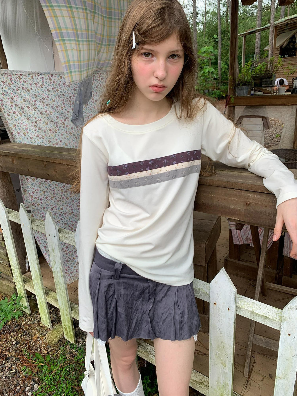 UNIVERSE Metallic Ruched Floral Spliced Double Waistband A Line Women's Cotton Mini Skirts