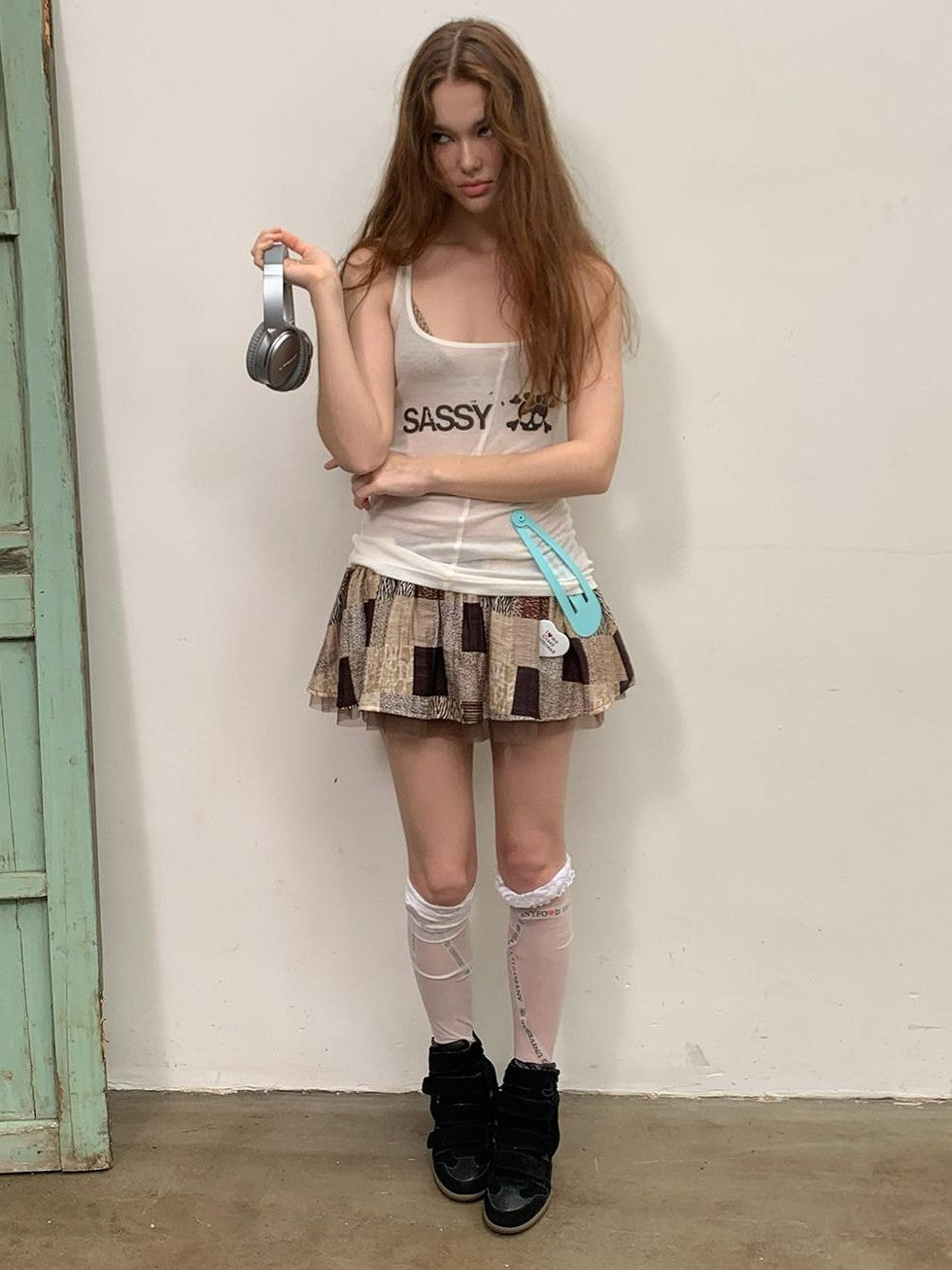 UNIVERSE Patchwork Leopard Tulle Ruching Puff Women's Lyocell Mini Skirts