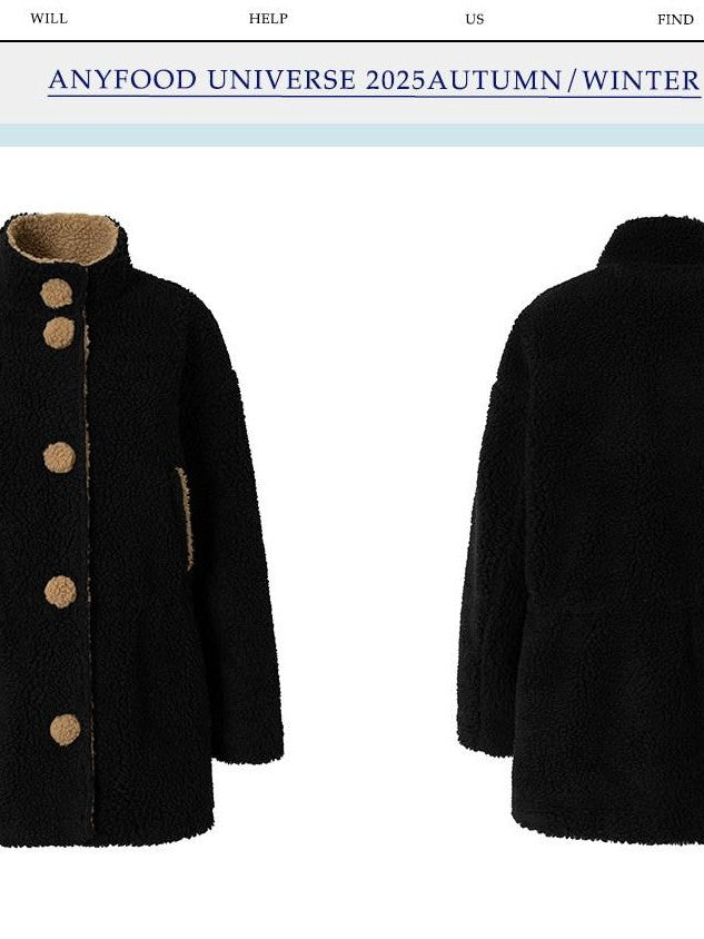 UNIVERSE Retro Plush Fleece Waist Cinch Stand Collar Women's Puffer Jackets