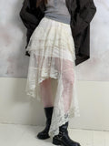 UNIVERSE Romantic Vintage Lace Asymmetric Deconstructed Women's Tulle Skirts