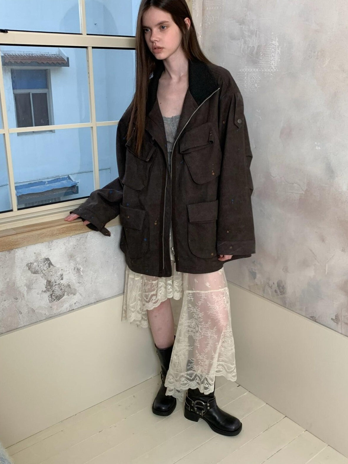 UNIVERSE Romantic Vintage Lace Asymmetric Deconstructed Women's Tulle Skirts