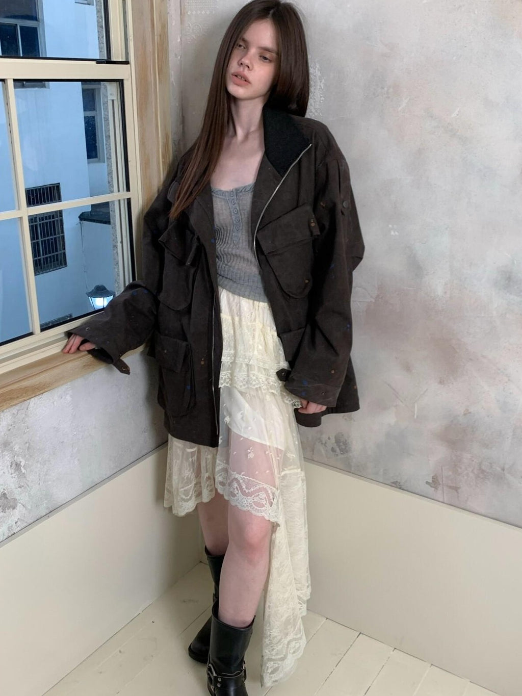 UNIVERSE Romantic Vintage Lace Asymmetric Deconstructed Women's Tulle Skirts