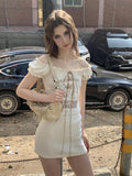 UNIVERSE Salt Vintage Polka Dot Playful Short Sleeve Women's Cotton Casual Mini Dresses