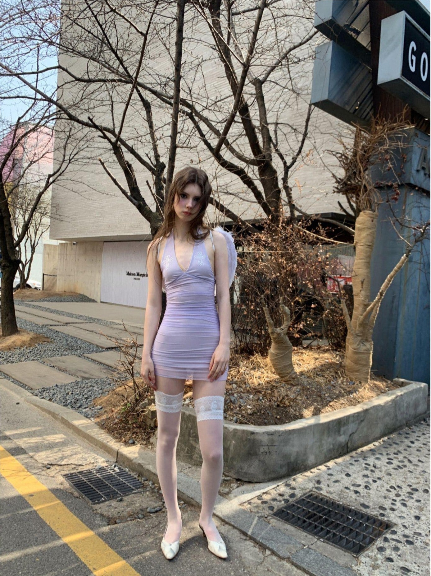 UNIVERSE Smoky Purple Mandala Rhinestone V U Neck Women's Mesh Bodycon Mini Dresses