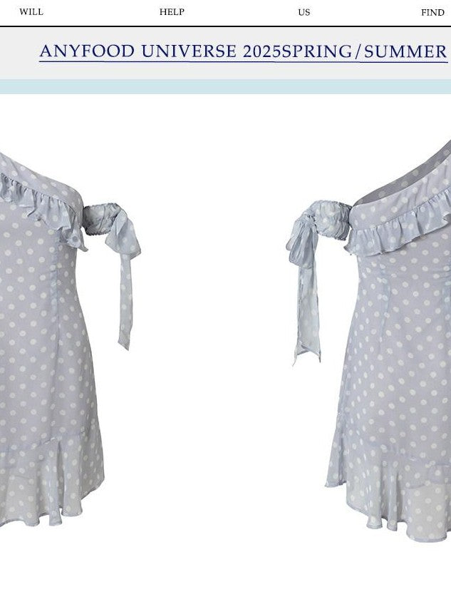 UNIVERSE Smoky Purple Polka Dot Asymmetric Ruffle Women's Off-shoulder Mini Dresses