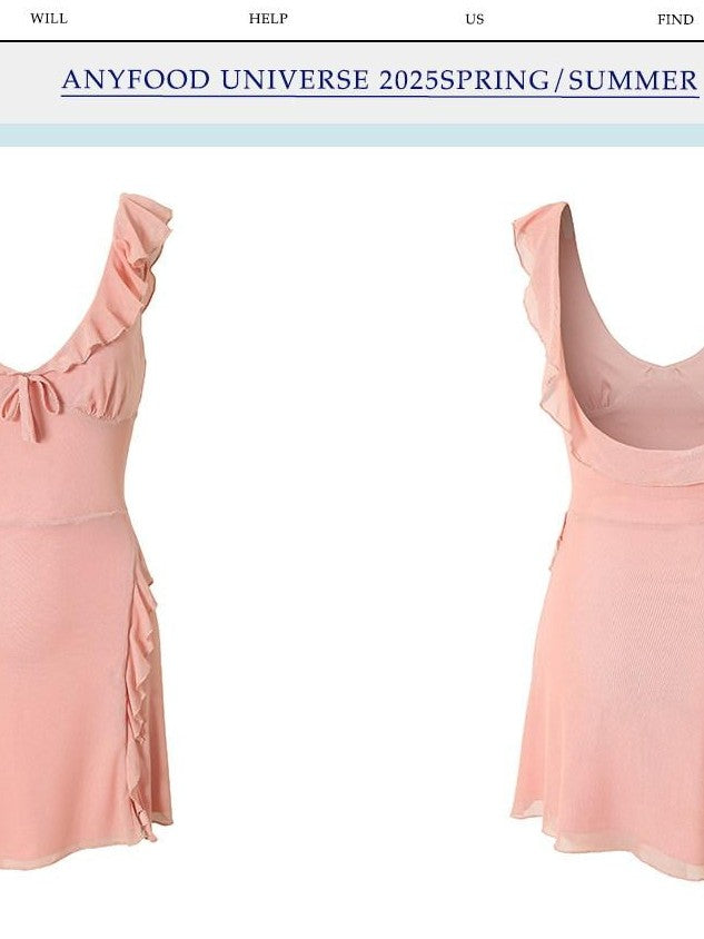 UNIVERSE Soft Pink High Waist Bodycon Strappy V-neck Women's Casual Mini Dresses