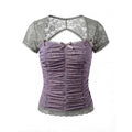 UNIVERSE_Square_Neck_Ruched_Bustier_Lace_Mesh_Splice_Women's_Short_Sleeve_T-shirts_1038692345287_MISSTT