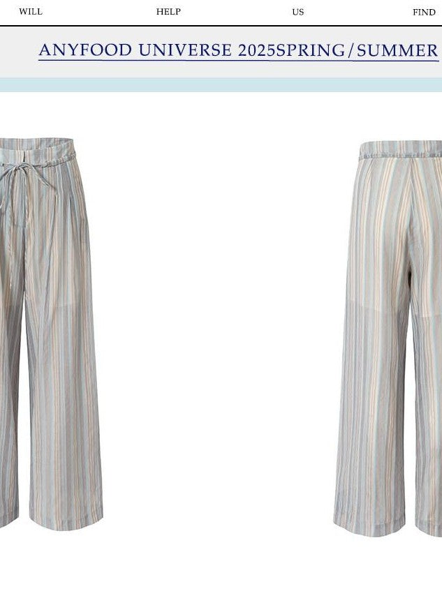 UNIVERSE Striped High Waist Straight Leg Slimming Wide Women's Cotton Linen Sweatpants