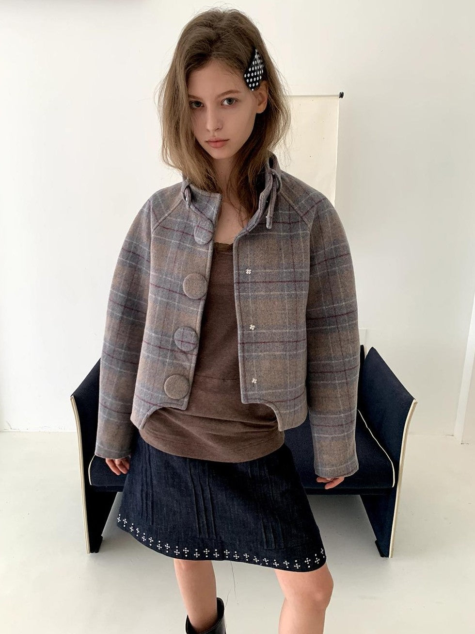UNIVERSE Vintage Button Double Faced Wool Women's Short Wool Coats