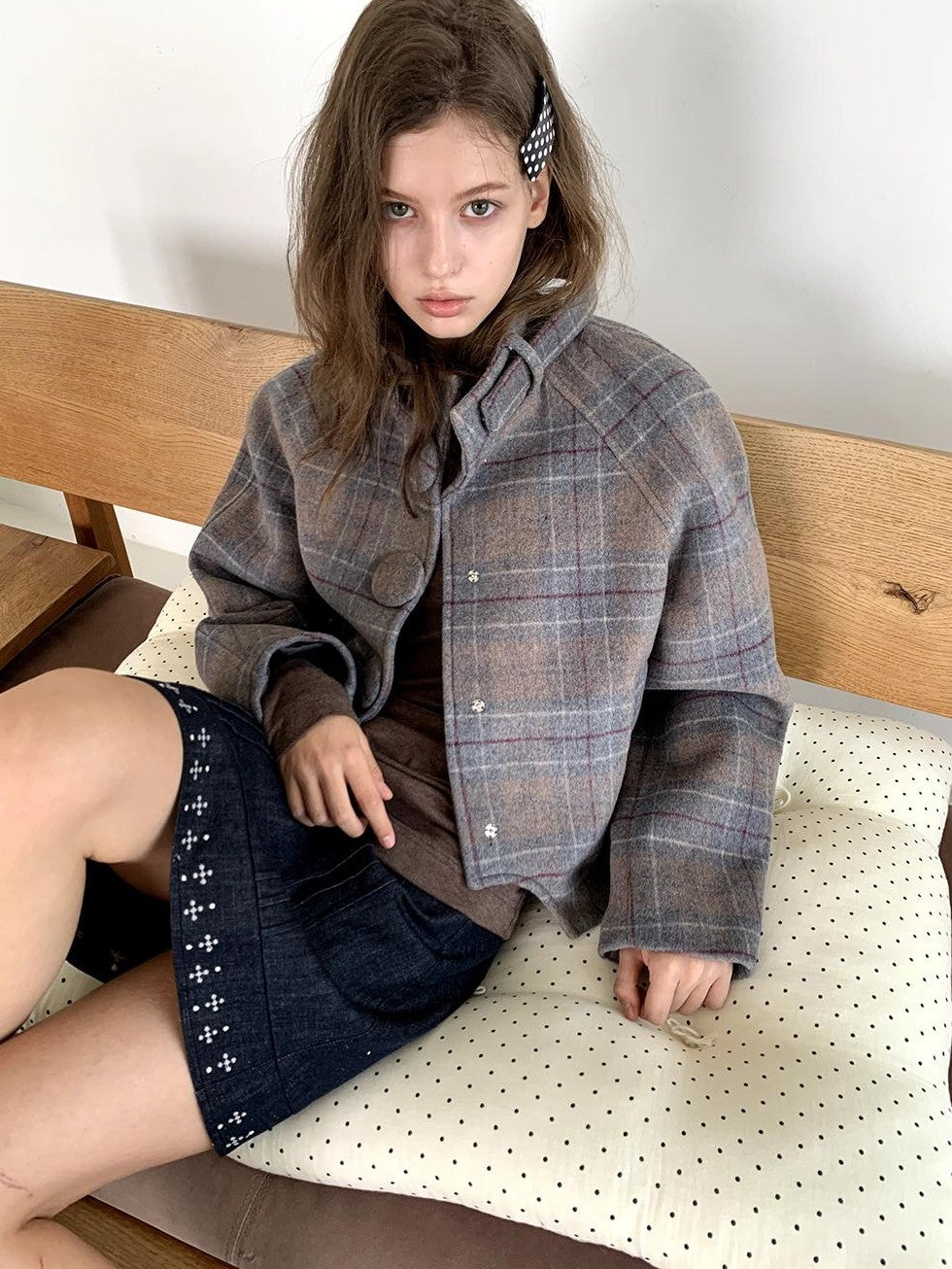 UNIVERSE Vintage Button Double Faced Wool Women's Short Wool Coats