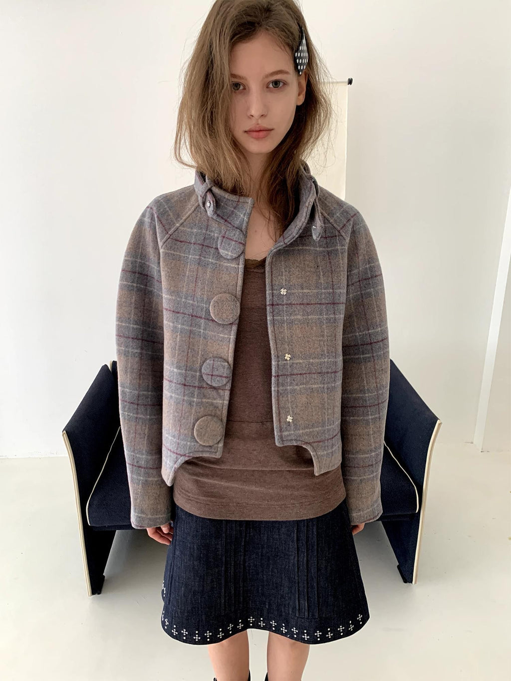 UNIVERSE Vintage Button Double Faced Wool Women's Short Wool Coats