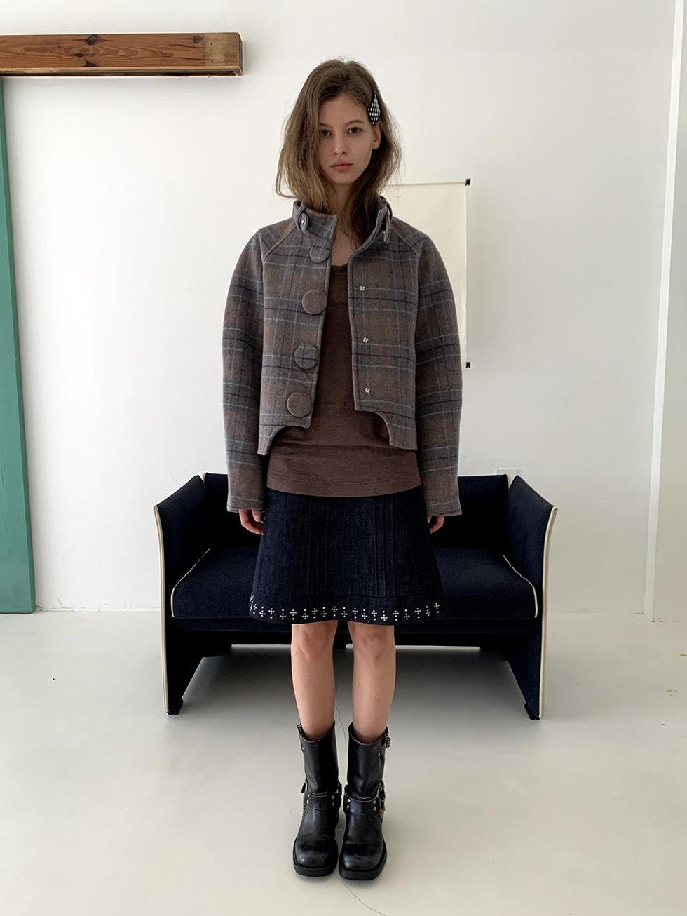 UNIVERSE Vintage Button Double Faced Wool Women's Short Wool Coats