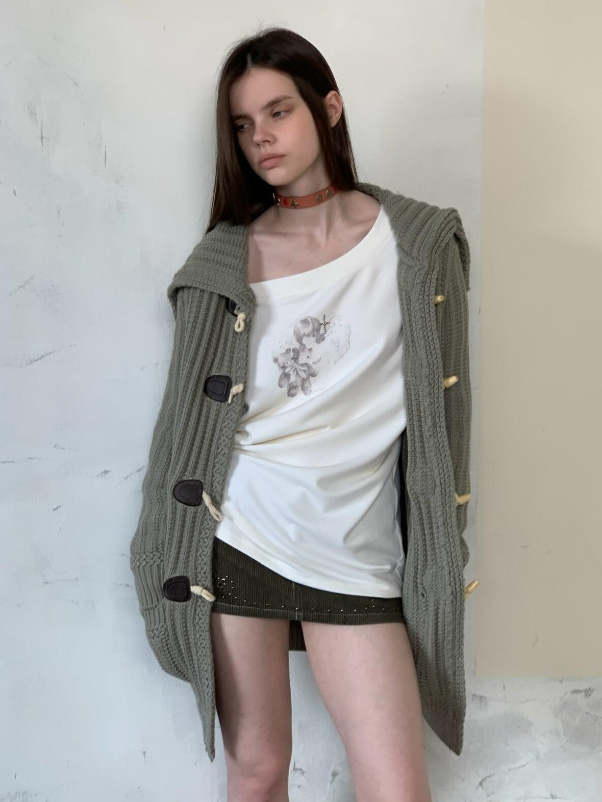 UNIVERSE Vintage College Chunky Toggle Button Knit Women's Acrylic Mid Length Cardigans