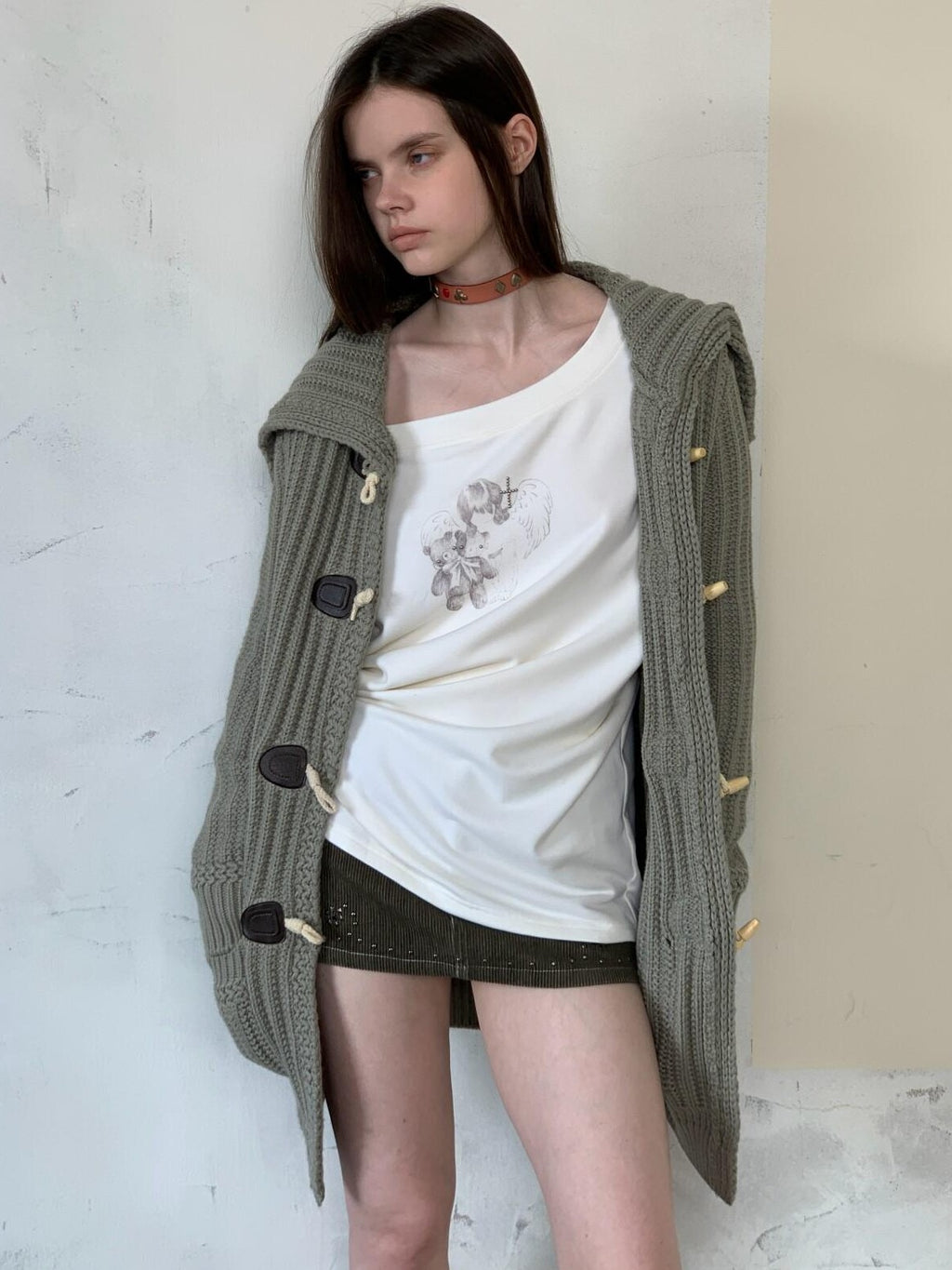 UNIVERSE Vintage College Chunky Toggle Button Knit Women's Acrylic Mid Length Cardigans