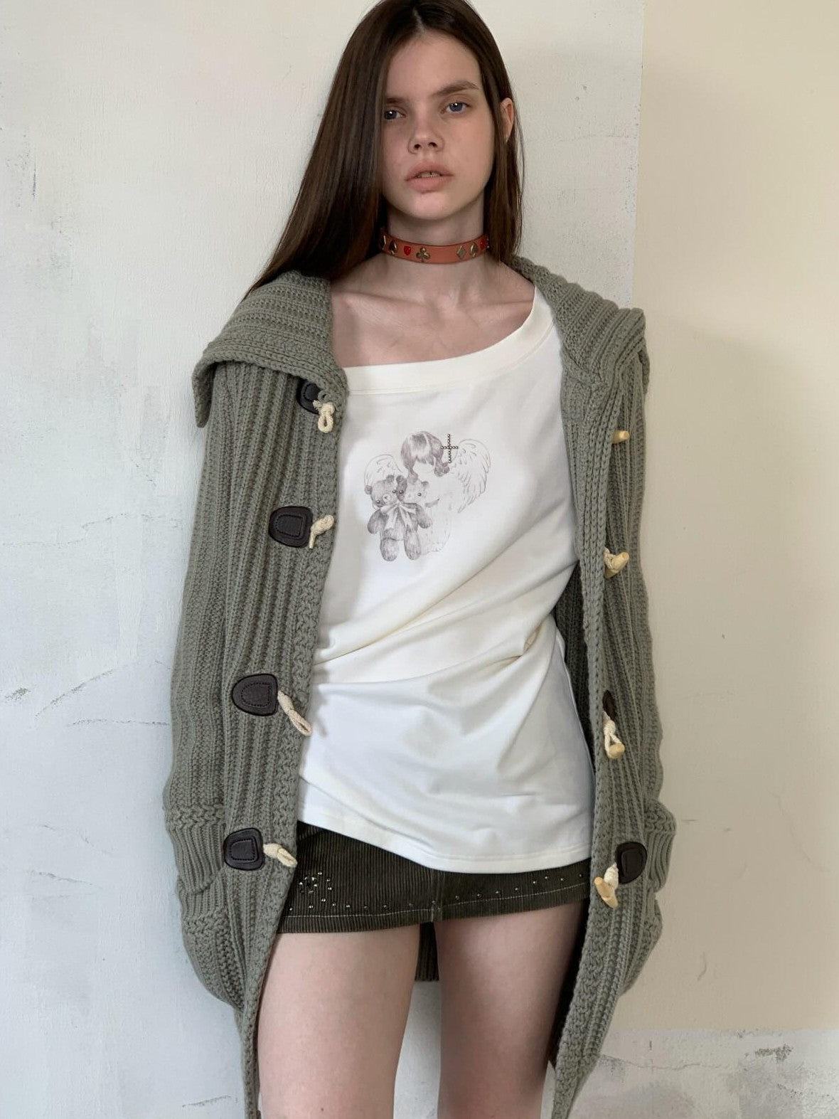 UNIVERSE Vintage College Chunky Toggle Button Knit Women's Acrylic Mid Length Cardigans