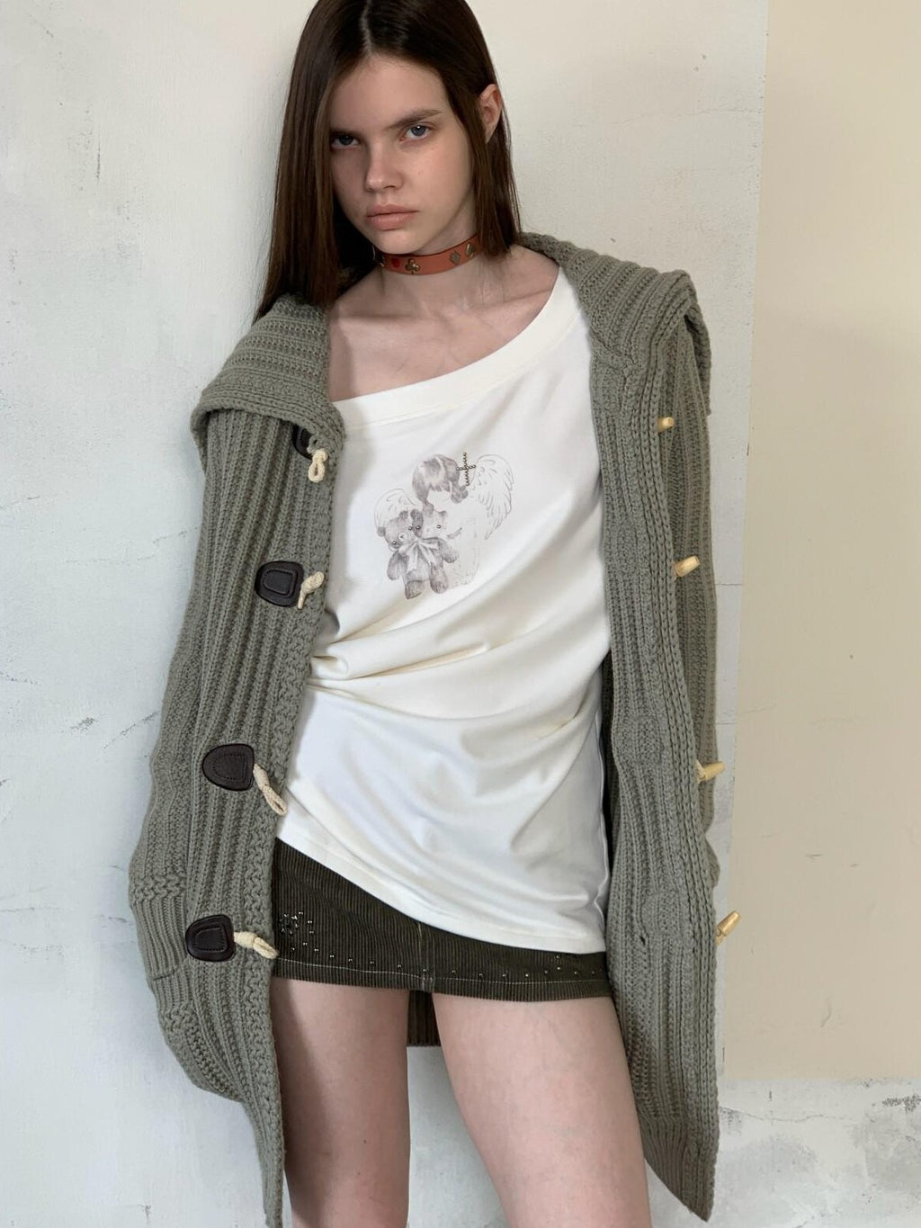 UNIVERSE Vintage College Chunky Toggle Button Knit Women's Acrylic Mid Length Cardigans