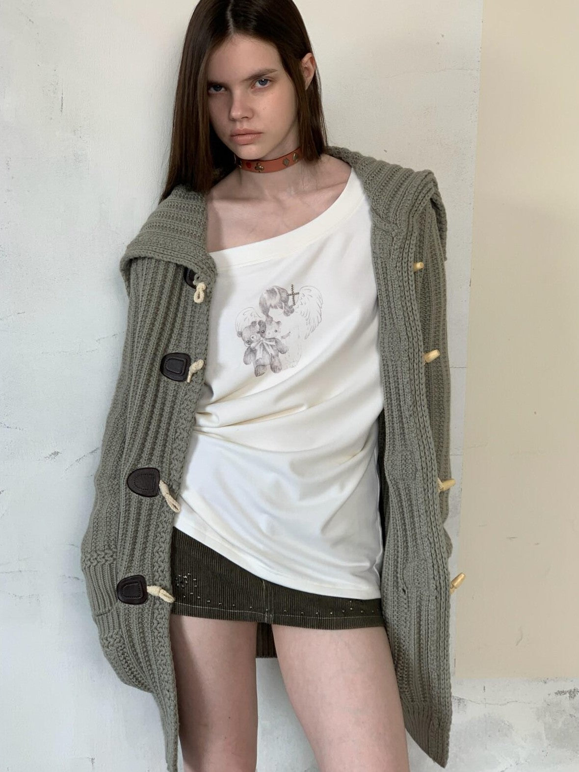 UNIVERSE Vintage College Chunky Toggle Button Knit Women's Acrylic Mid Length Cardigans