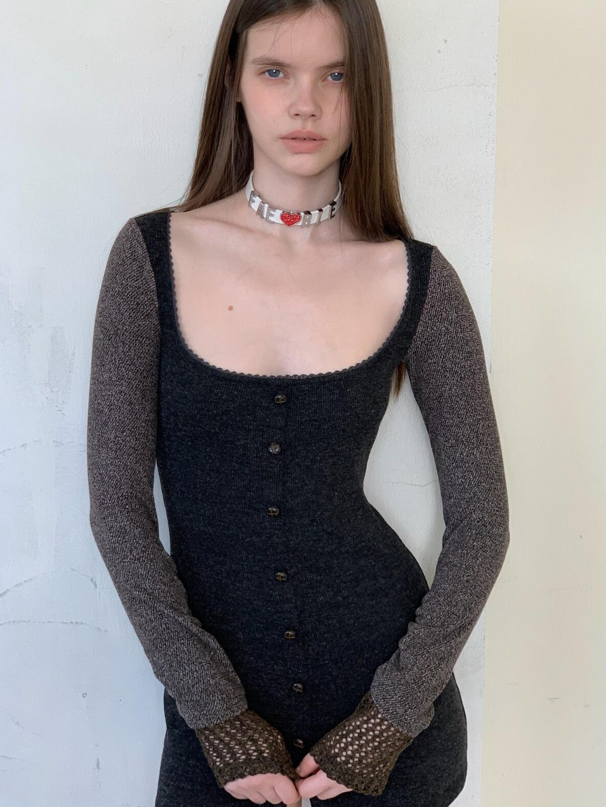 UNIVERSE Vintage Patchwork Long Sleeve Fitted Women's Polyester Bodycon Mini Dresses