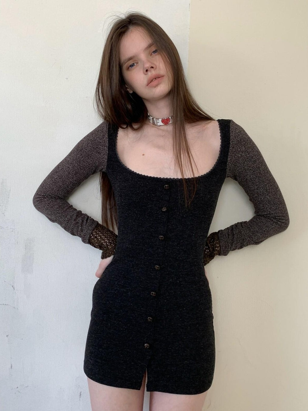 UNIVERSE Vintage Patchwork Long Sleeve Fitted Women's Polyester Bodycon Mini Dresses